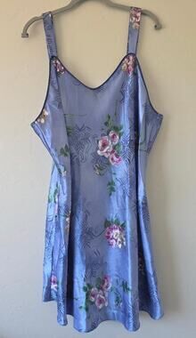Inner Most Satin Floral Slip Dress Womens XL Blue Y2K Fairycore Romantic Mini